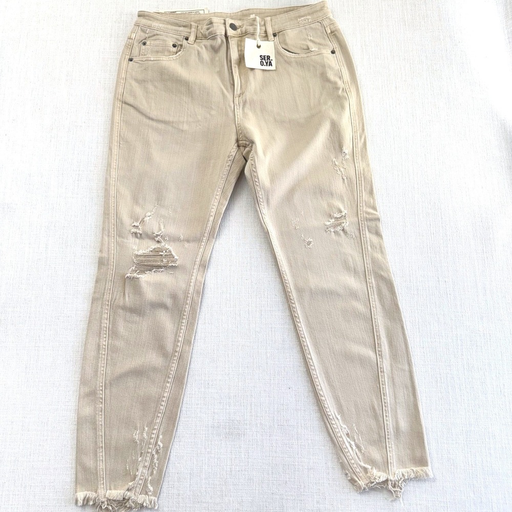 SER.O.YA Diego Jeans Sand Dune Tan Distressed Slim Fit Mens Size‎ 35x28